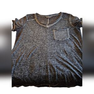 Rock & Republic Heather Black Short Sleeve Top Size Med